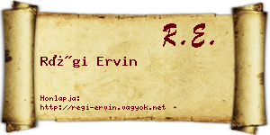 Régi Ervin névjegykártya